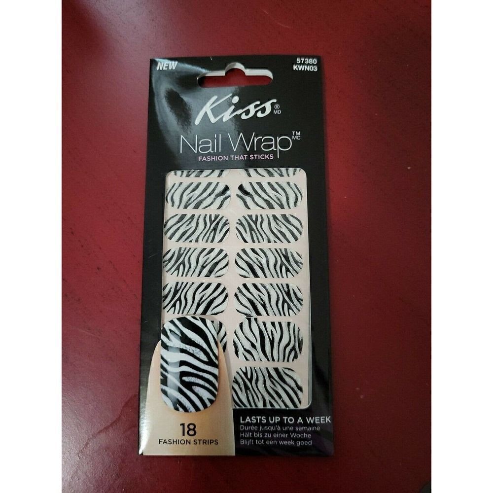 Kiss Nail Wrap Fashion That Sticks 57380 CAMISOLE (ZEBRA) 18 Strips (EACH)
